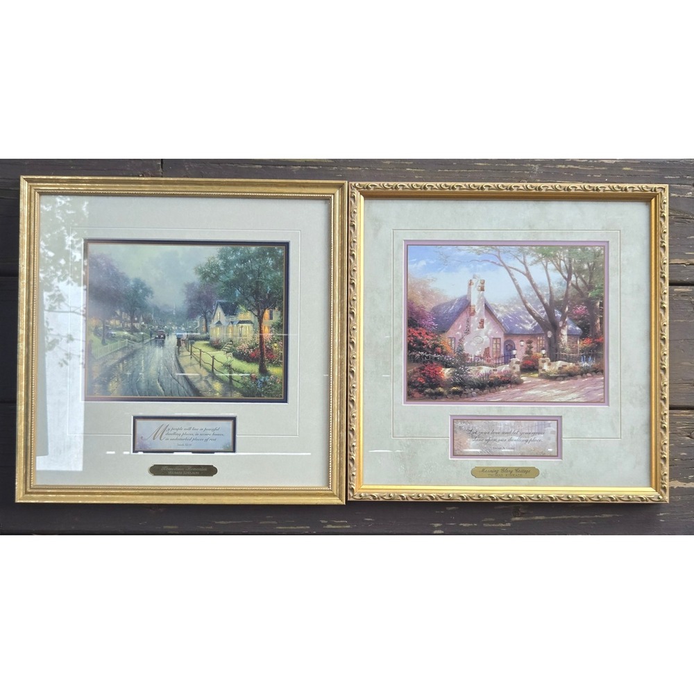 Thomas Kinkade Framed Print Hometown Memories Collection Set of 2 With COA 14X14